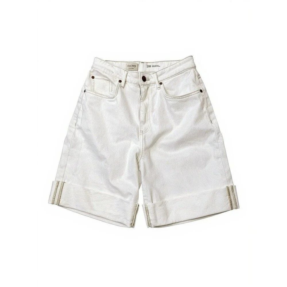 Anthropologie Pilcro The Austyn High Rise Cuffed Jean Shorts Ivory Size 28 NWT - Picture 11 of 11